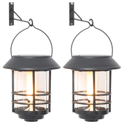 vidaXL Solar Outdoor Wall Lanterns 2 pcs Warm White Flickering Flame Lucy And Phil Academy Lucy And Phil Academy