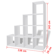 vidaXL Staircase Bookcase/Display Shelf 142 cm White Lucy And Phil Academy Lucy And Phil Academy