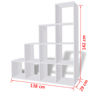 vidaXL Staircase Bookcase/Display Shelf 142 cm White Lucy And Phil Academy Lucy And Phil Academy