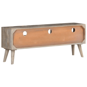 vidaXL TV Cabinet Grey 130x35x51 cm Solid Rough Mango Wood Lucy And Phil Academy Lucy And Phil Academy