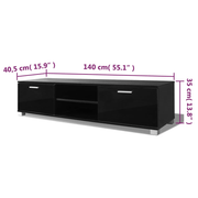 vidaXL TV Cabinet High - Gloss Black 140x40.5x35 cm Lucy And Phil Academy Lucy And Phil Academy