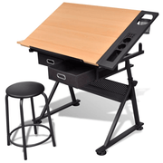 vidaXL Two Drawers Tiltable Tabletop Drawing Table with Stool Lucy And Phil Academy Lucy And Phil Academy