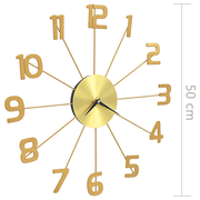 vidaXL Wall Clock Metal 50 cm Golden Lucy And Phil Academy Lucy And Phil Academy