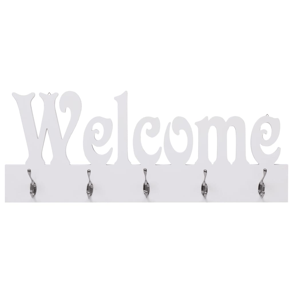 vidaXL Wall Mounted Coat Rack WELCOME White 74x29.5 cm Lucy And Phil Academy Lucy And Phil Academy