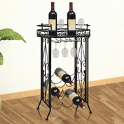 vidaXL Wine Rack with Glass Holder for 9 Bottles Metal Lucy And Phil Academy Lucy And Phil Academy