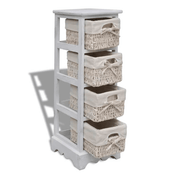 vidaXL Wooden Storage Rack 4 Weaving Baskets White Lucy And Phil Academy Lucy And Phil Academy