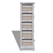 vidaXL Wooden Storage Rack 5 Weaving Baskets White Lucy And Phil Academy Lucy And Phil Academy