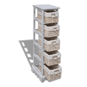 vidaXL Wooden Storage Rack 5 Weaving Baskets White Lucy And Phil Academy Lucy And Phil Academy