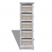 vidaXL Wooden Storage Rack 5 Weaving Baskets White Lucy And Phil Academy Lucy And Phil Academy
