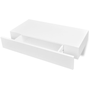 White MDF Floating Wall Display Shelf 1 Drawer Book/DVD Storage Lucy And Phil Academy Lucy And Phil Academy